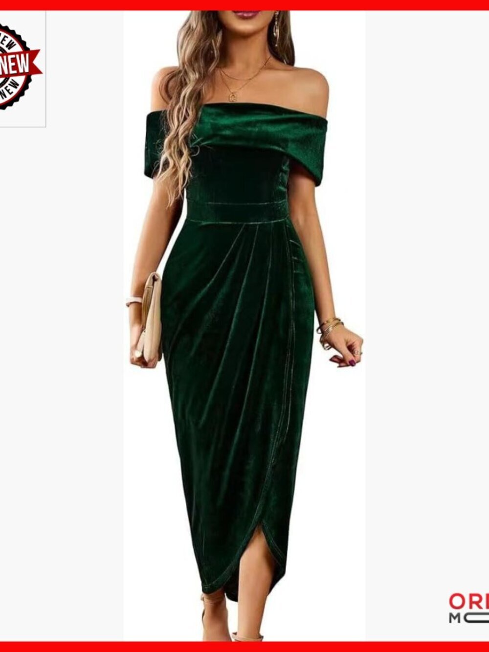 Velvet Off Shoulder Wrap Slit Bodycon Midi Dress Cocktail Party Evening